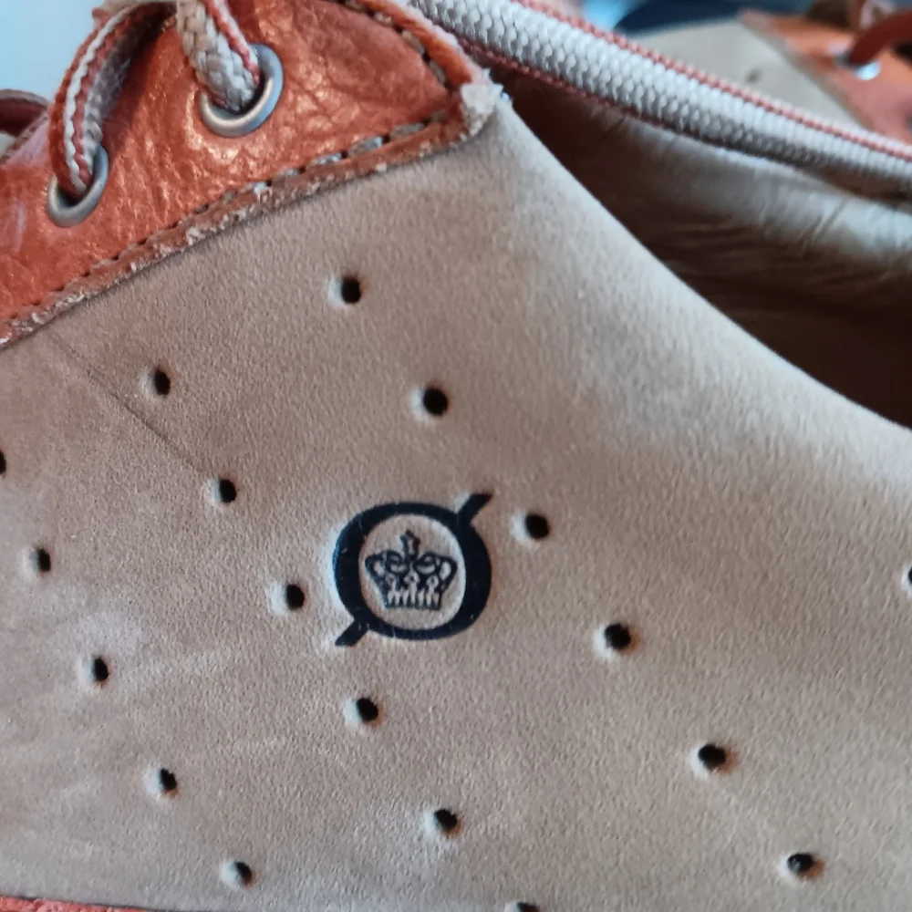 Orange and Tan Leather and suede Born Oxford walking/athletic shoe - Picture 6 of 7